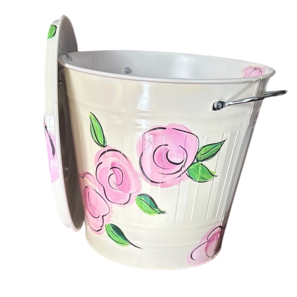 *Hand Painted Metal Can sealed with Clear Protective Coats to help prevent